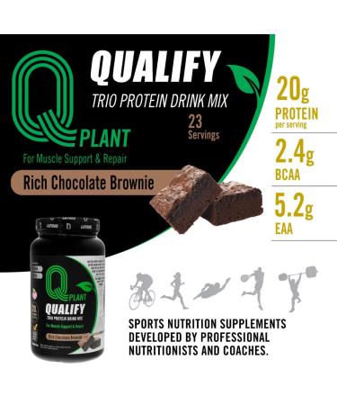 Trio Rich Chocolate Brownie Plant Protein Powder - Gluten Free Vegan 20g Protein 2.4g BCAA Kosher - 1.65lb - Buy Online on GoSupps.com