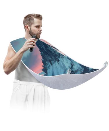 Beard Bib Apron Mountain Moon Evening Sunset Beard Hair Catcher for Men Shaving Fathers Day Anniversary Christmas Gifts for Dad Husband Beard Bib with 2 Suction Cups