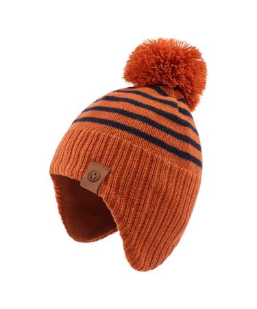 XIAOHAWANG Striped Winter Baby Beanie Knitted Hat Boys Girls Toddler Kids Warm Children Classic Beanie Hats 4-8 Years Caramel Hat
