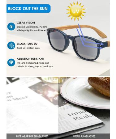 Vevesmundo Sun Reading Glasses with Blue Light Filter | Stylish Wooden Sunglasses for Men & Women | Visual Aid +1.0 to +4.0 Strength - Buy Online on GoSupps.com