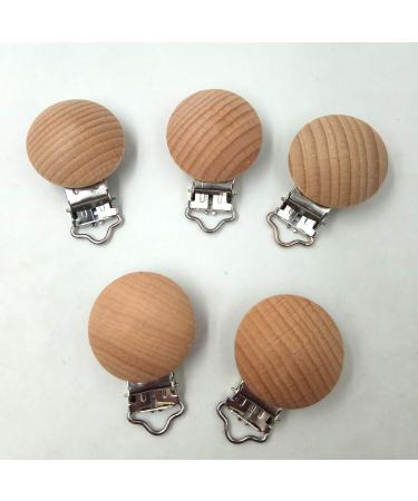 Natural Beech Wood Pacifier Clips Teething Toy - Set of 10 | DIY Wood Teether Toys - 3.0cm - Buy Online on GoSupps.com