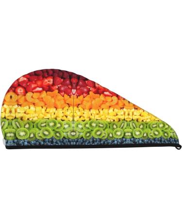 Fruit Rainbow Coral Velvet Dry Hair Cap - Unisex Towel Wrap for Bath Pool Beach | Ideal Home Accessory - Buy Online on GoSupps.com