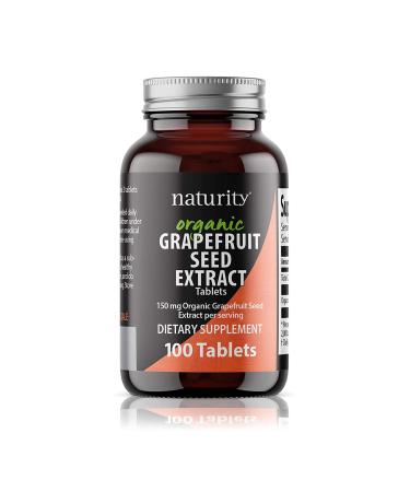 Naturity Organic Grapefruit Seed Extract Tablets (150mg Organic Grapefruit Seed Extract Per Serving) - Non-GMO Grapefruit Supplement, 100 Tablets - 1 Pack