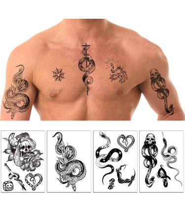 Temporary Tattoos for Men Women Teens Body Art Decorations Black Fake Tattoos Stickers Snake Tattoo Decals 20 Pcs Skull Web Black Rose Flower Knife Moon Sexy Stickers for Sleeve Arm Neck Chest Decor - Buy Online on GoSupps.com