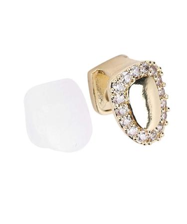 Single Tooth Bling Teeth Accessories Decoration for Halloween Party Hip Hop Show (Single Portal in Diamond Gold Color)