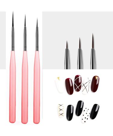 3Pcs Nail Art Liner Brushes - Fine Design UV Gel Polish Painting Striper Brushes - Pink - Buy Online on GoSupps.com