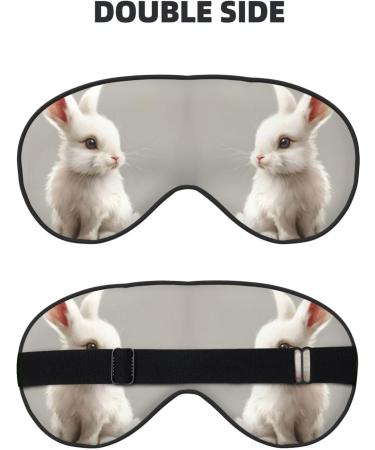 Cute White Rabbit Print Eye Mask | Adjustable Blackout Sleep Mask for Men & Women | Perfect Sleep Aid - Buy Online on GoSupps.com
