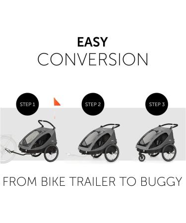 Hauck 2in1 Dryk Duo Bike Trailer for Kids | Double Bicycle Trailer & Pushchair | XL Storage | Grey - Buy Online on GoSupps.com