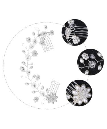 DOITOOL Hair Comb Wedding Hair Clip Bridal Hair Clips Prom Hair Clips Hair Jewels for Women Floral Hair Accessories Rhinestone Hair Clips Double Head Alloy Twist Beads Bride