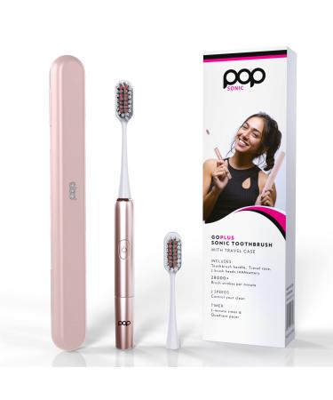 Go Plus Sonic Toothbrushes for Adults w/Electric Toothbrush Case - Electric Toothbrush for Adults & Kids - Sonic Toothbrush w/ 2 Speeds - 18000-24000 Vibrations Per Minute (Rose Gold)