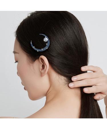Lurrose Vintage Moon Pearl Rhinestone Hair Clip - Elegant Claw Hair Jewelry for Weddings & Special Occasions | Perfect for Girls & Women - Buy Online on GoSupps.com
