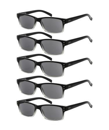 Eyekepper 5 pieces Classic Spring Hinge Reading Glasses Sun Reading Glasses 5 pieces in All Grey Lenses 3.0 Diopters