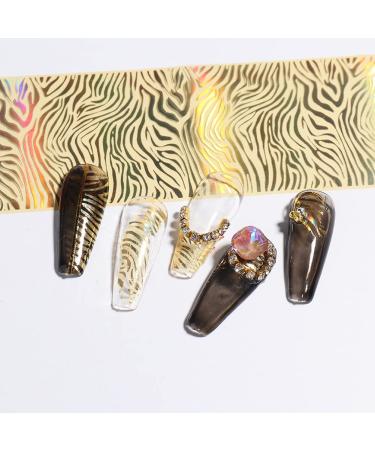 Gold Nail Foil Transfer Stickers - Holographic Designer Nail Art Supplies - 3D Glitter Line Manicure Accessories - 16 Sheets - Buy Online on GoSupps.com