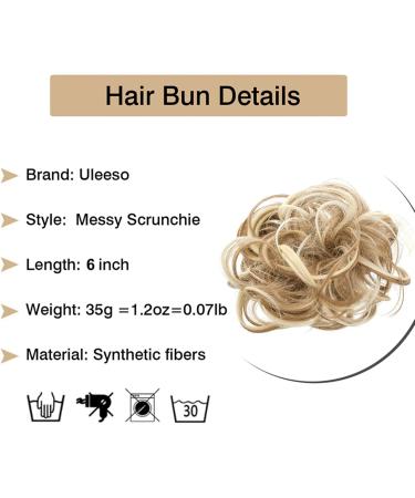 Uleeso 1 PCS Messy Bun Hair Dish Donut Scrunchie Hair Piece Curly Wavy Synthetic Chignon Updo Ponytail Extensions for Women Girls (4# Black Brown) - Buy Online on GoSupps.com