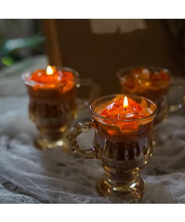 Coffee Cup Scented Candle in Glass with Holder and Handle Purify Healing Natural Soy Wax Essential Oil Chakra Aroma Candle for Wedding Birthday Holiday Gift Prefect for Meditation Relief Mood