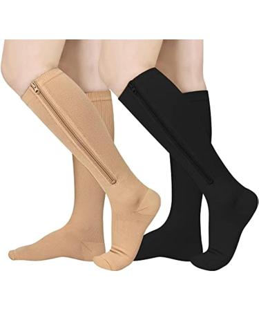 ZMERCH Knee-High Compression Socks for Edema & Varicose Veins - Black S-M Highly Elastic Nylon Closed Toe - Buy Online on GoSupps.com