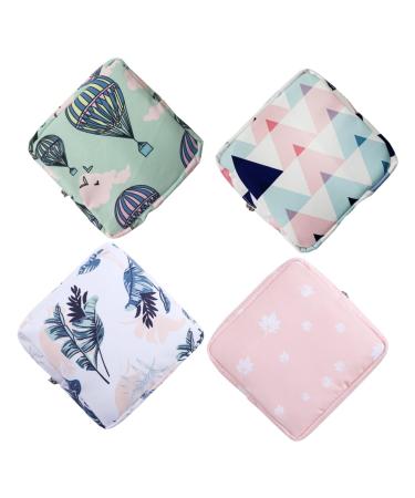 Goohochy 4 pieces Storage bags for women's bandages napkin bag Period-pad bags Pad money exchange tampon bag holder mini napkin pocket cotton toilet paper girls container
