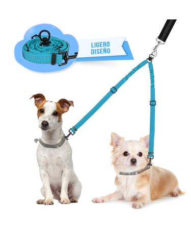 Slowton dog linen for 2 dogs adjustable double linen for dogs 360 rotatable no compliance dog linen with reflective for small dogs (aquamarine small (3-9 kg)) small (3-9 kg) aquamarine