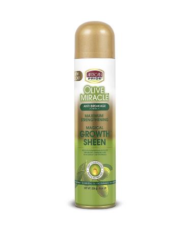 African Pride Olive Miracle Magical Growth Sheen Hair Spray  Enriched with Tea Tree & Olive Oil  8oz