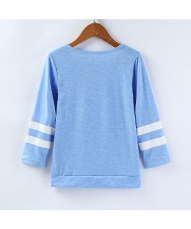 WHVFSSG Teen Girls Soft Striped Long Sleeve Tunic Top | Casual Crewneck Pullover Sweatshirt | 1-blue, Size 12-13 Years - Buy Online on GoSupps.com