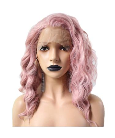 Short Pink Curly Lace Front Wig - 20 Inch European & American Style Full Wig with Hairnet | International Shipping - Buy Online on GoSupps.com