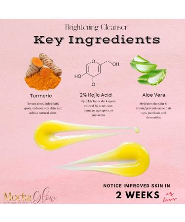 Mocha Glow Brightening Cleanser with Turmeric & Kojic Acid - Acne & Dark Spot Treatment 6 OZ - Buy Online on GoSupps.com
