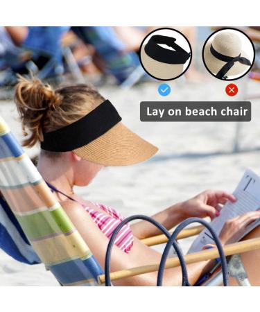 Women's Foldable Straw Sun Visor Hat - Wide Brim Beach Cap for Summer UV Protection in Korean Style - Khaki - Buy Online on GoSupps.com
