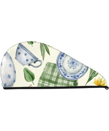 Microfiber Hair Drying Cap - Vintage Utensils Soft Absorbent Towel Wrap for Curly Long & Thick Hair - Quick Drying & Fast Drying Hair Cap - Buy Online on GoSupps.com