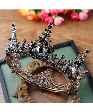 Frcolor Baroque Tiara Bridal Headpiece - Rhinestone Wedding Crown Hairband (Black) | Shop Internationally - Buy Online on GoSupps.com