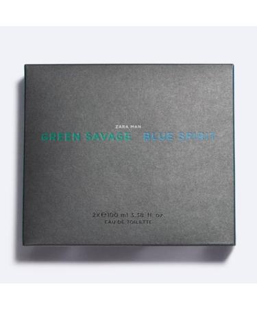 Zara Man Green Savage + Blue Spirit Cologne for Men Fragrance Set EDT Eau De Toilette 2x 100 ML (3.4 FL OZ) - Buy Online on GoSupps.com
