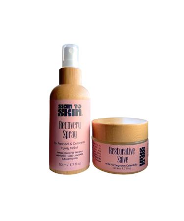 Skin to Skin C Section Recovery Bundle - Includes Restorative Salve and Postpartum Recovery Spray - Perineal Spray for Postpartum Relief with C Section Care Balm