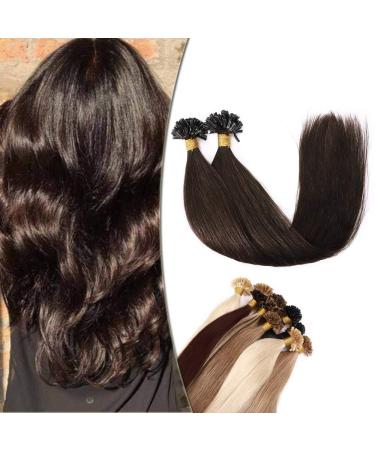 SEGO Bondings Extensions Real Hair - (1g/strand) Hair Extension Keratin U-Tip Remy Human Hair 100 Strands Dark Brown#2 20"(50cm)