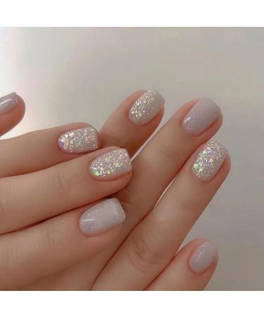 Justotry 24 pieces milky angular nails to stick on short glossy white press on nails artificial nails fake nails for nails art beautiful square french fingernails artificial nails for women milky & solid3 - Buy Online on GoSupps.com