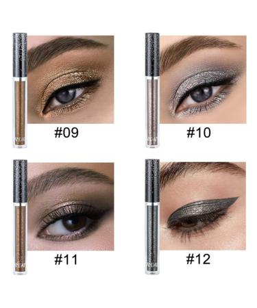 12-Color Liquid Eyeshadow Set - Glitter Shimmer and Smoke - Waterproof & Fast Drying Makeup Kits - Buy Online on GoSupps.com