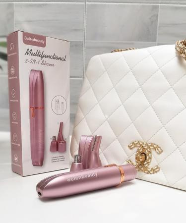 Scienbeauty 3-in-1 Facial & Eyebrow Hair Remover Kit - USB Rechargeable Painless Trimmer for Women | Nose & Ear Grooming with Rinseable Heads - Buy Online on GoSupps.com