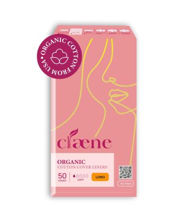 Claene Organic Cotton Panty Liners Unscented Thin Cruelty-Free Daily Breathable Organic Panty Liners for Women Light Incontinence Natural Pantyliners Vegan Menstrual (Long 50 Count) Long(7inch) 50P