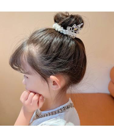 Pearl Crown Hair Ties Set - 4 White Beaded Scrunchies for Women and Girls - Buy Online on GoSupps.com