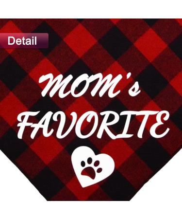 Mother's Day Dog Bandana Set - Plaid Triangle Scarf with Mom's Favorite and I Only Love My Bed Patterns in Red & Blue - Buy Online on GoSupps.com