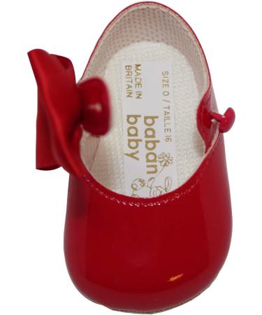 British-Made Baby Girls Red Pram Shoes with Bow Detail | Soft Sole | Size 3 UK Child - Buy Online on GoSupps.com