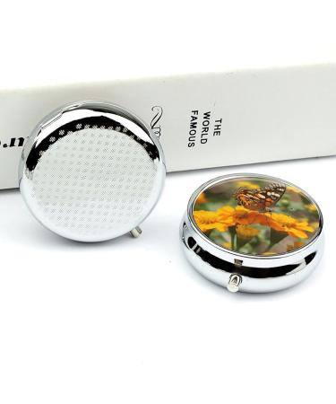 Portable 3 Compartment Pill Box with Wildflower Butterfly Print - Travel Pill Organizer for Handbag & Pocket - Buy Online on GoSupps.com
