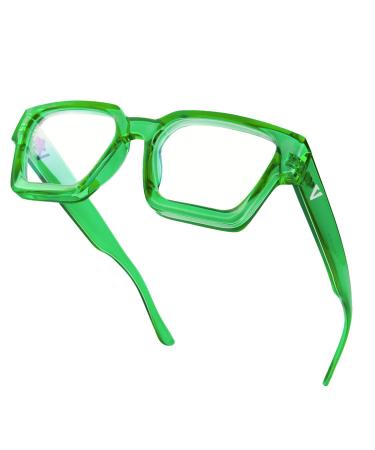 Blue Light Blocking Glasses Rectangle Chic Preppy Look MultiColor Frame for Women Men River Basil Green River