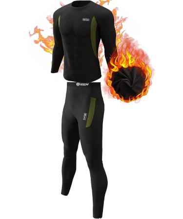 Black X-Large Thermal Underwear Set | Winter Hunting Gear Long Johns Base Layer Bottom Top | Midweight Sport Apparel - Buy Online on GoSupps.com