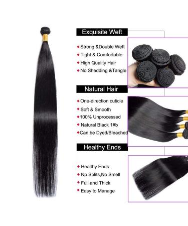 10A Virgin Brazilian Straight Hair Bundle - 40 inches, Unprocessed Human Hair, Natural Black Color - Can Be Dyed and Bleached - Buy Online on GoSupps.com