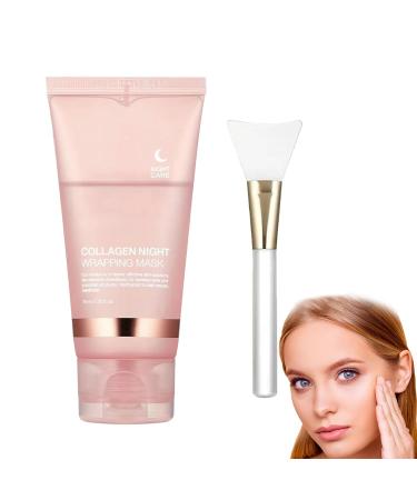 Collagen Night Wrapping Mask Collagen Overnight Wrapping Peel Off Facial Mask Collagen Overnight Wrapping for All Skin Types with Brush