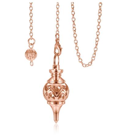 Crystear's pendulum esoteric copper cut filigree pendant rose gold pendulum spiritual jewelry for divination Reiki healing meditation - Buy Online on GoSupps.com