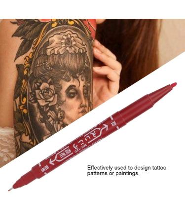 Tattoo Skin Marker Set - Double End Piercing Positioning Pen for Body Art and Permanent Makeup - 10pcs Red Tattoo Marking Pens - Buy Online on GoSupps.com