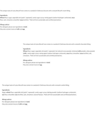 Speculoos Biscuit Sandwich 3 Pack Bundle Containing Lotus Biscoff Milk Chocolate Cream and Vanilla - Buy Online on GoSupps.com