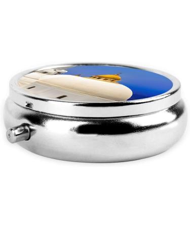 Santorini Greek Island Sea View Mini Pill Box | 3 Compartment Portable Pill Organizer for Travel & Home - Buy Online on GoSupps.com