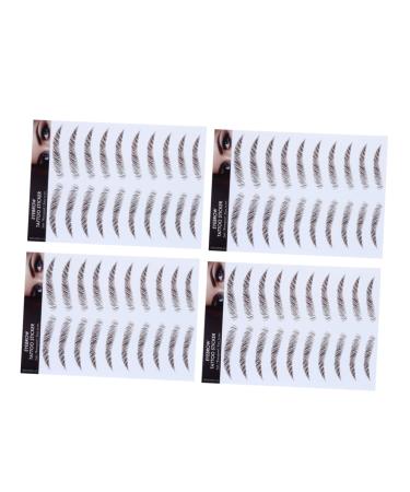 PLAFOPE 4pcs Eyebrow Stickers Semi Permanent Eyebrow Hair False Eyebrows Cosmetics Make up 6d Template