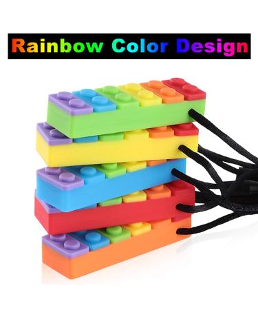 Seeway Rainbow Chew Necklace 5 Pack - BPA Free Silicone Chewelry for Sensory Kids with Autism, ADHD, Anxiety - Oral Motor Aids & Sensory Toys - Buy Online on GoSupps.com